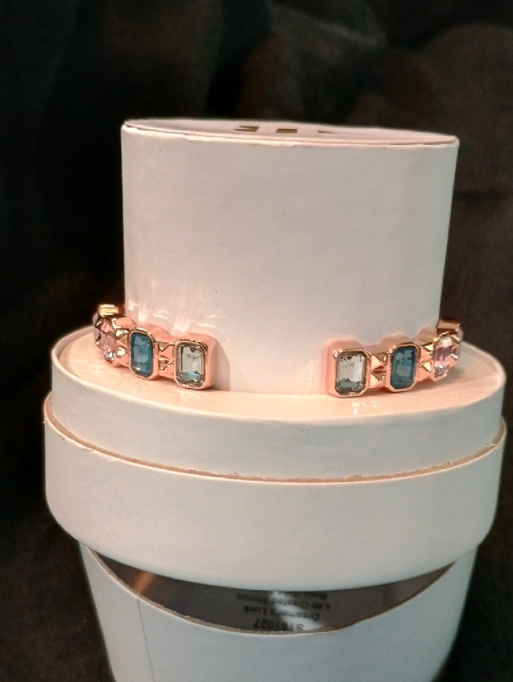 Rose Gold Charm Bracelet Set with Blue and Clear Stones - - Picture 9 of 10